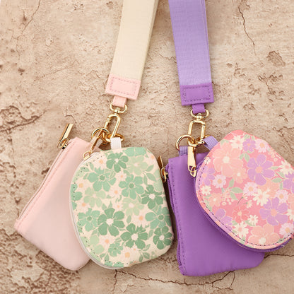 Solid Color Nylon Small Wallet For Women Featuring Ornament Design In Semicircle Shape