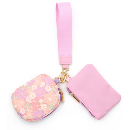 Solid Color Nylon Small Wallet For Women Featuring Ornament Design In Semicircle Shape