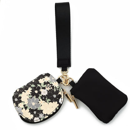 Solid Color Nylon Small Wallet For Women Featuring Ornament Design In Semicircle Shape