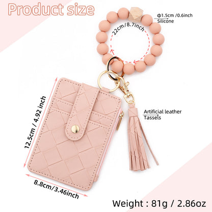 Lattice Key Chain In Beige, Stylish Accessory For Keys And Bags