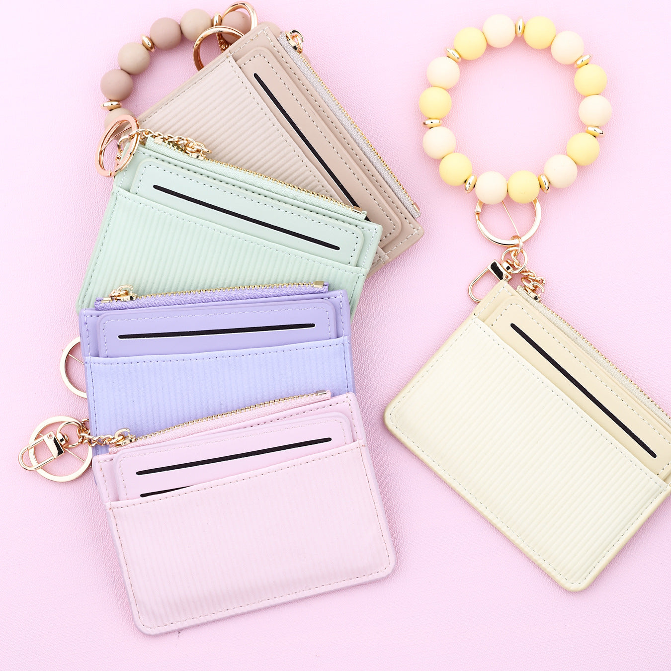 PU Leather Card Holder For Women Featuring Beading Design, Square Shape, And Waterproof Function