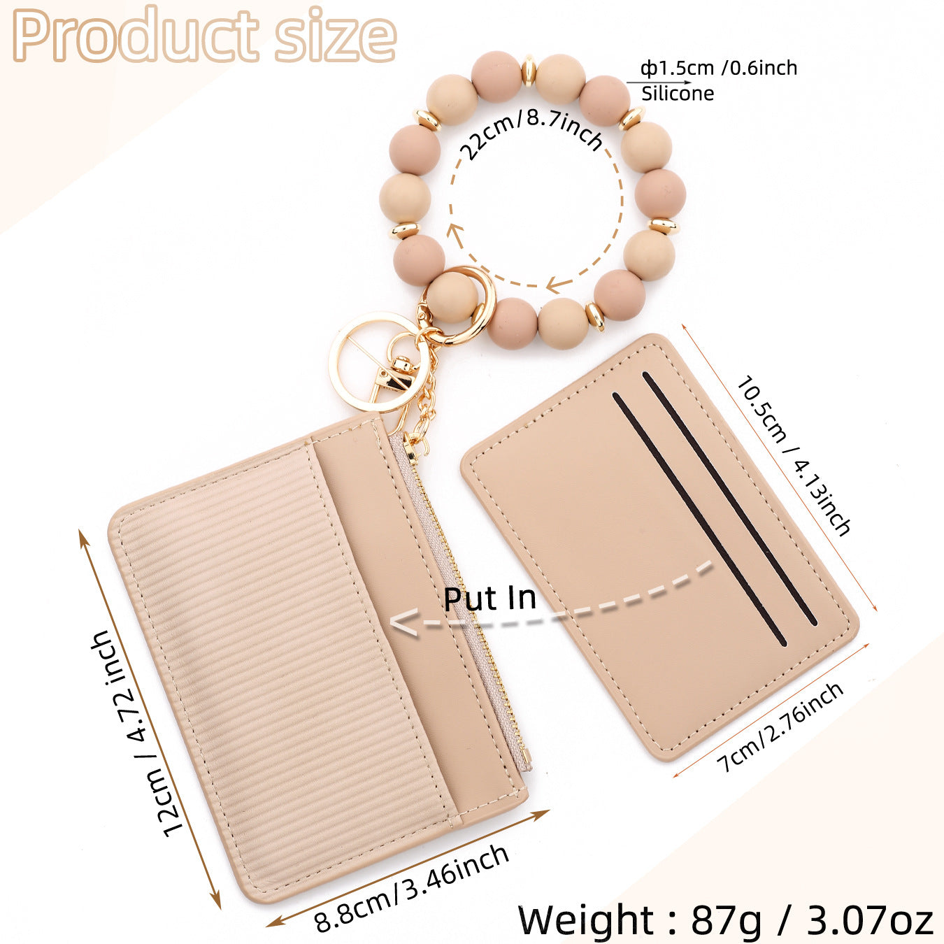 PU Leather Card Holder For Women Featuring Beading Design, Square Shape, And Waterproof Function