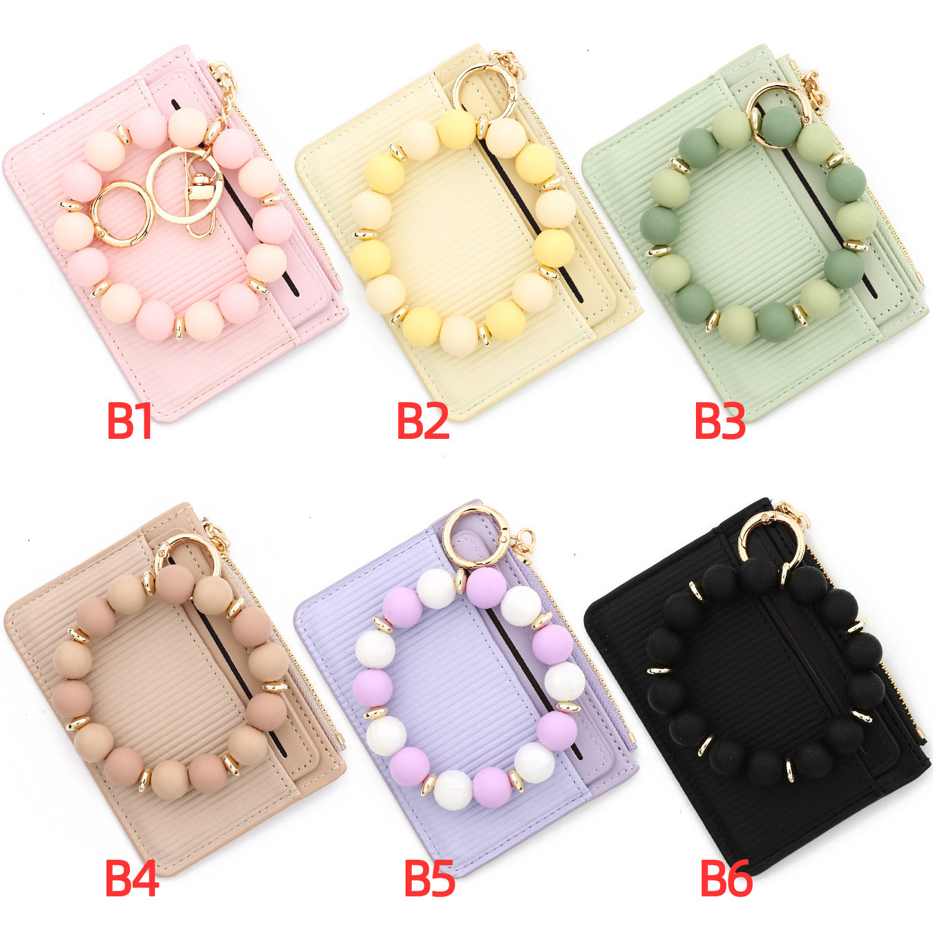 PU Leather Card Holder For Women Featuring Beading Design, Square Shape, And Waterproof Function