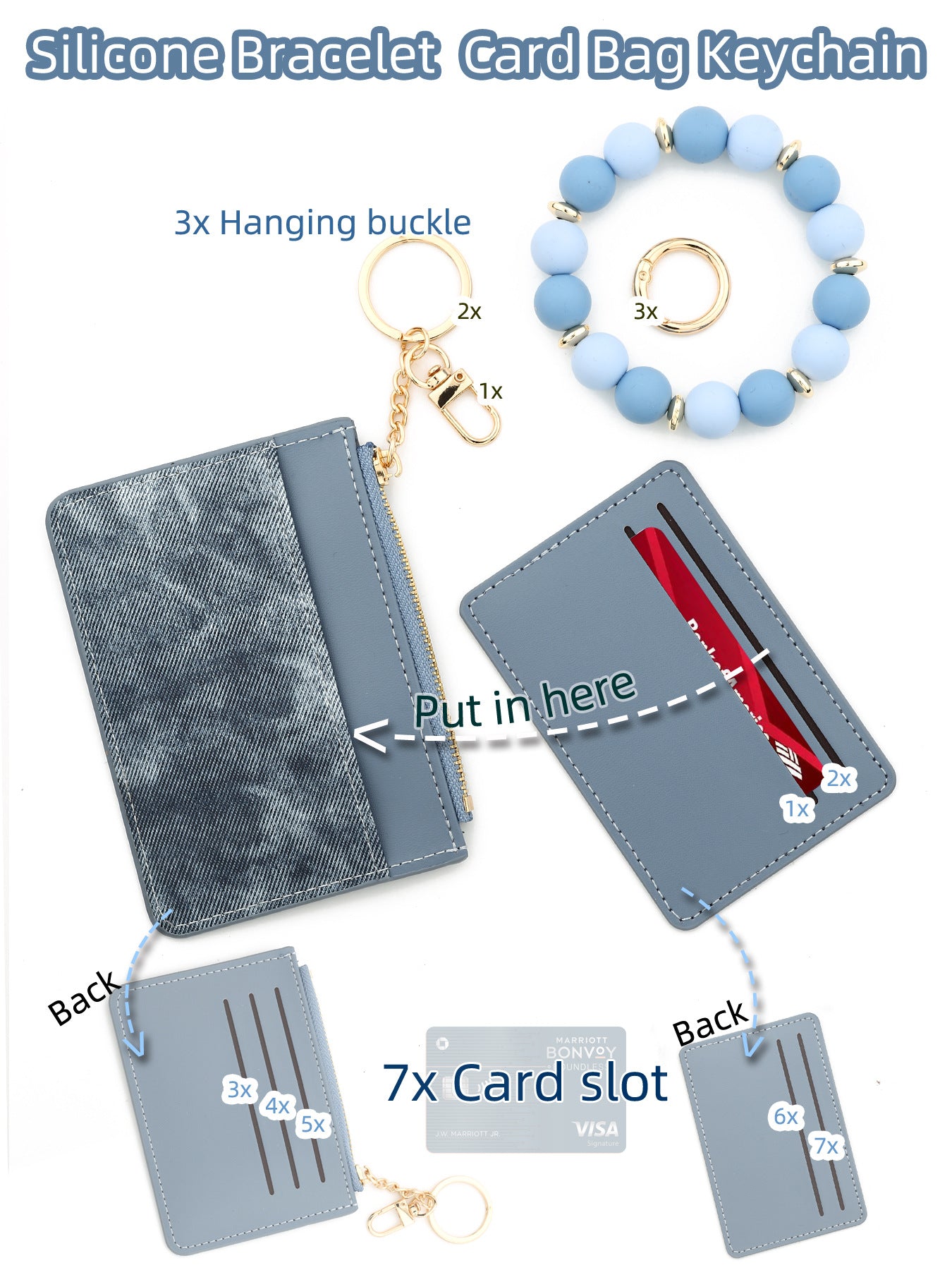 PU Leather Card Holder For Women Featuring Beading Design, Square Shape, And Waterproof Function