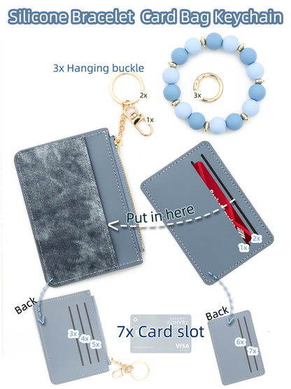 PU Leather Card Holder For Women Featuring Beading Design, Square Shape, And Waterproof Function