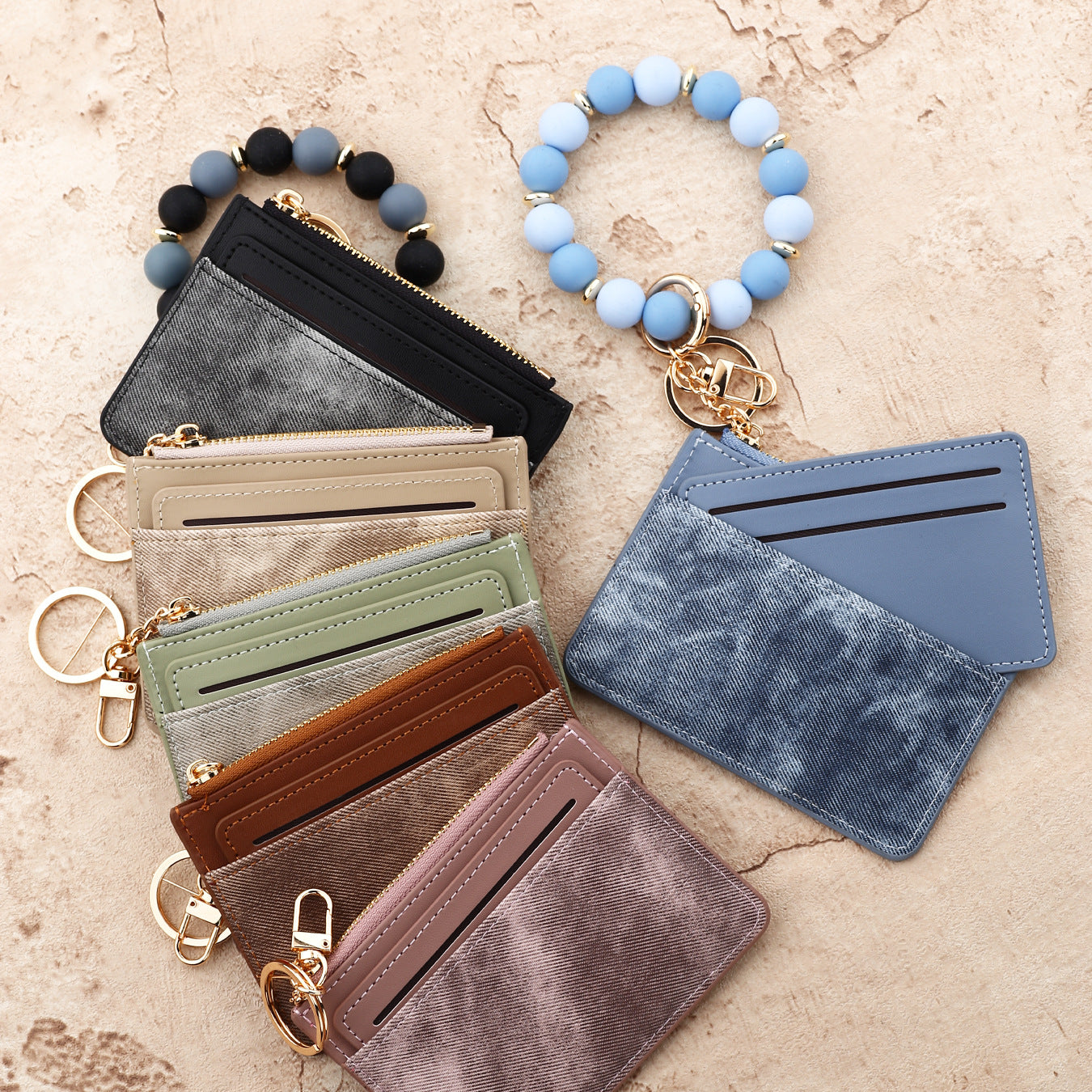 PU Leather Card Holder For Women Featuring Beading Design, Square Shape, And Waterproof Function