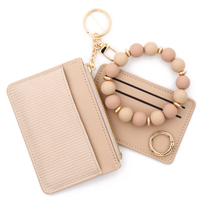 PU Leather Card Holder For Women Featuring Beading Design, Square Shape, And Waterproof Function