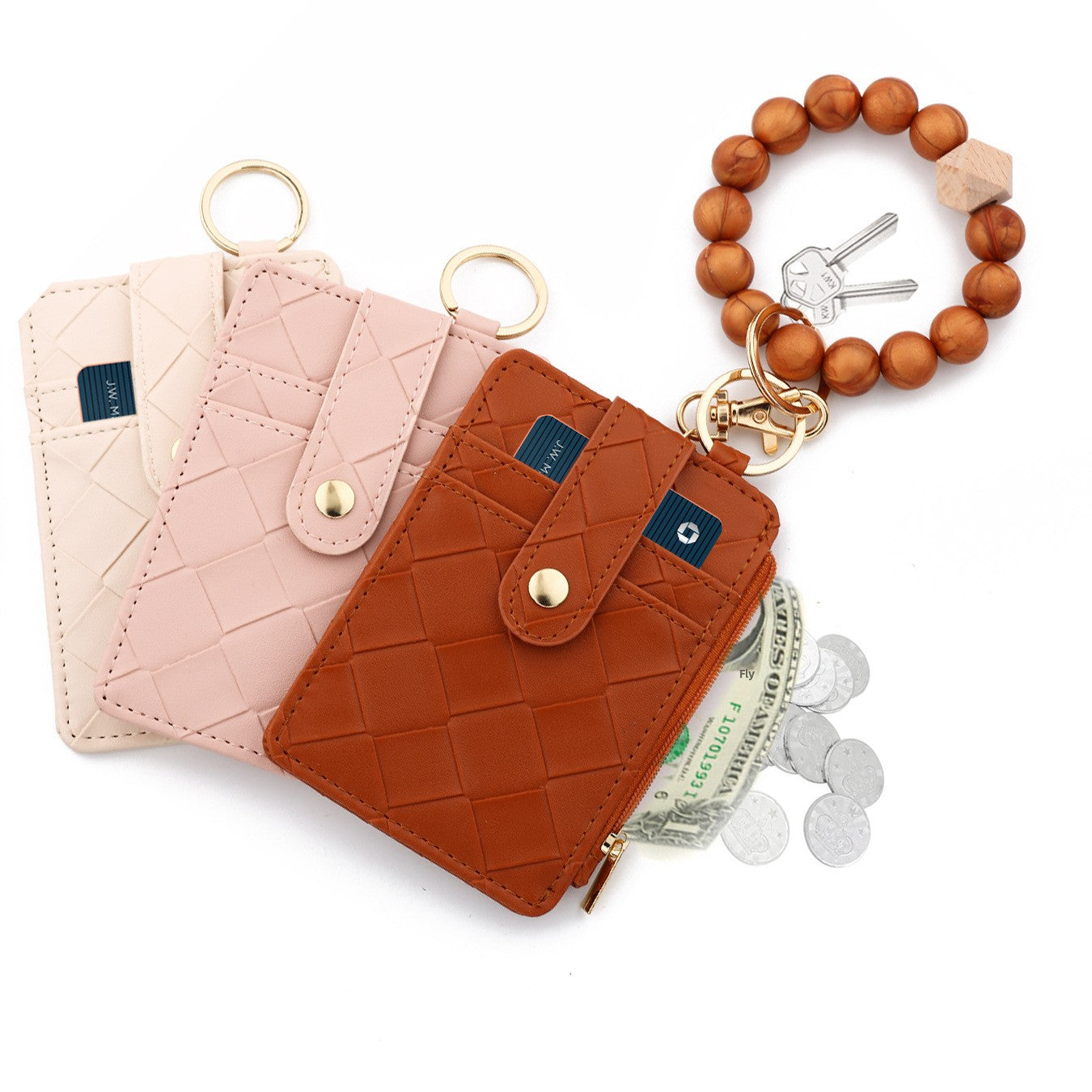 Lattice Key Chain In Beige, Stylish Accessory For Keys And Bags