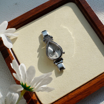 Quartz Watch With Stainless Steel Strap And Buckle, Featuring Ordinary Glass Mirror And Pointer Display, Love Charms