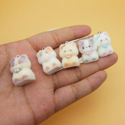Resin Cat Love Charms Featuring Flocking Craftsmanship, Perfect Jewelry Accessories