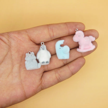 Flocking Resin Animal Love Charms Hanging Ornament