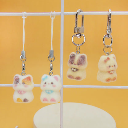 Resin Cat Love Charms Featuring Flocking Craftsmanship, Perfect Jewelry Accessories
