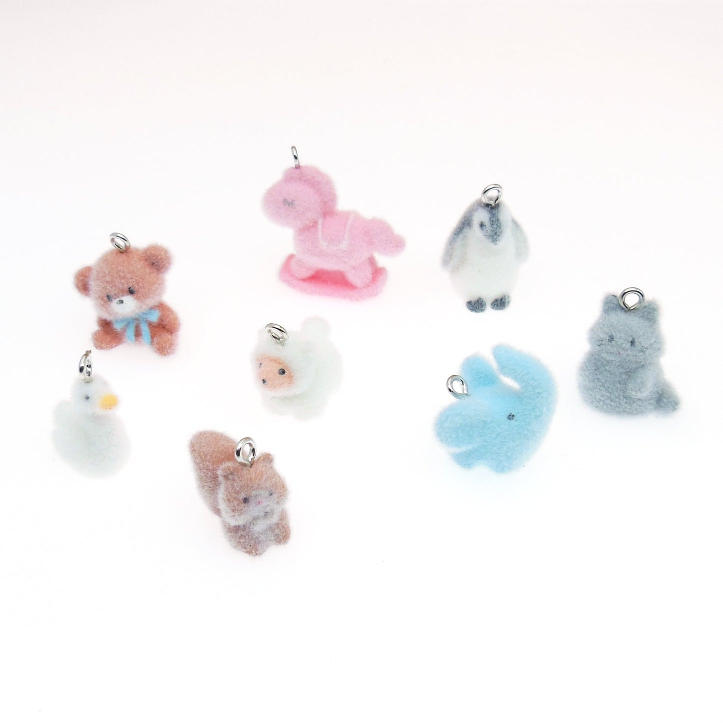 Flocking Resin Animal Love Charms Hanging Ornament