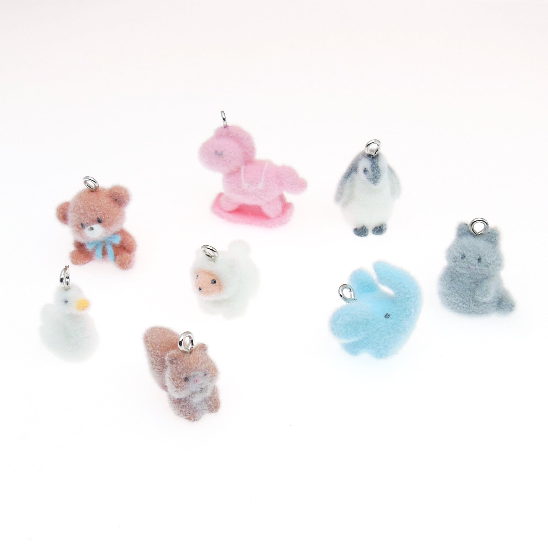 Flocking Resin Animal Love Charms Hanging Ornament