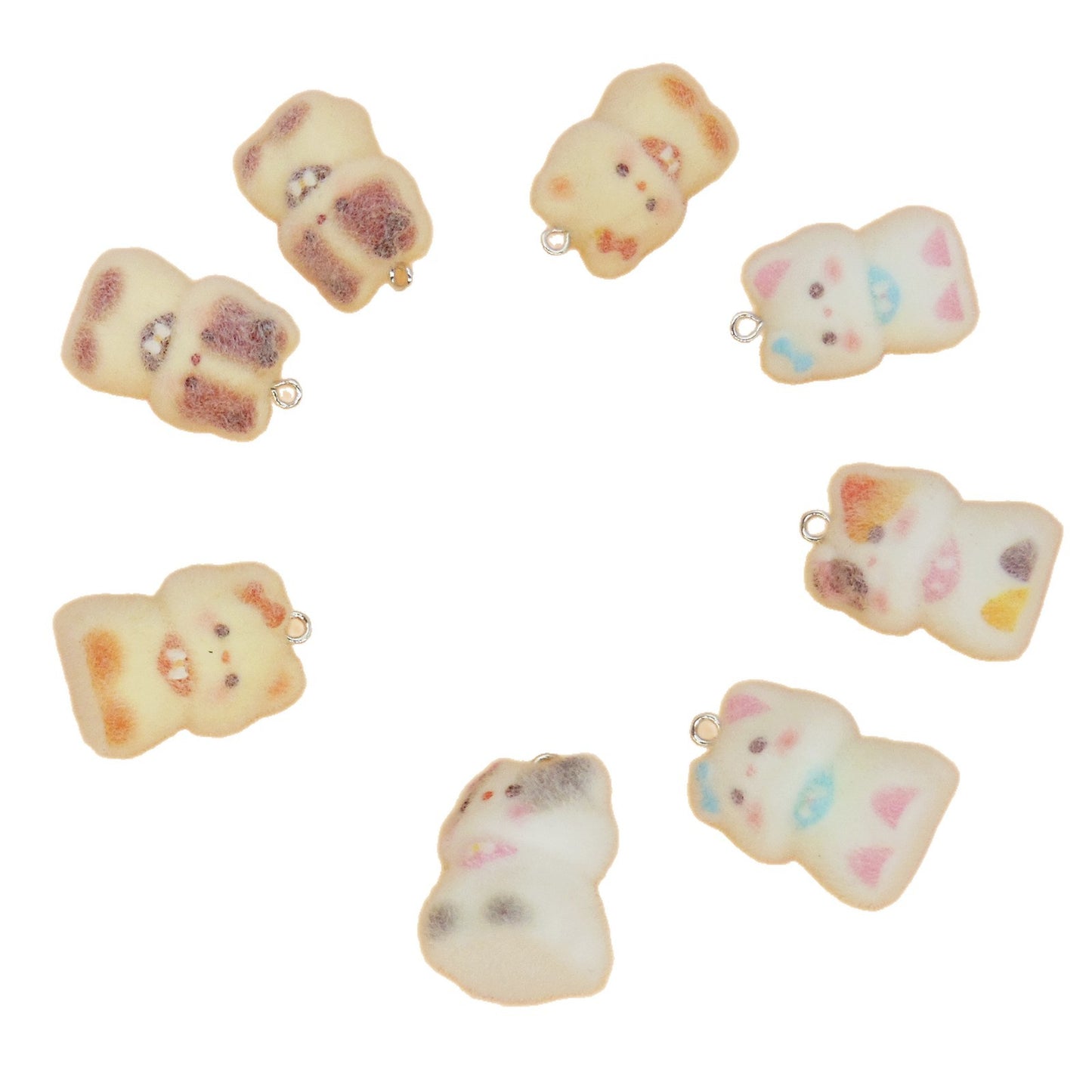 Resin Cat Love Charms Featuring Flocking Craftsmanship, Perfect Jewelry Accessories