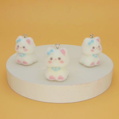 Resin Cat Love Charms Featuring Flocking Craftsmanship, Perfect Jewelry Accessories