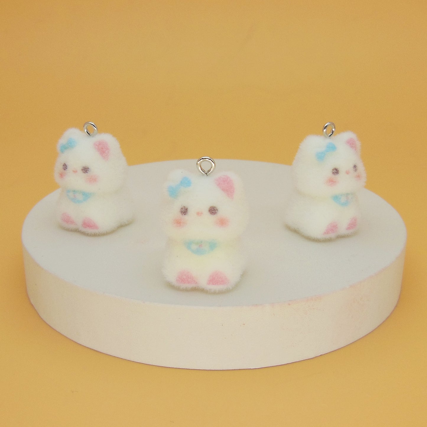 Flocking Resin Animal Love Charms Hanging Ornament