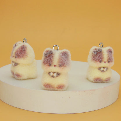 Flocking Resin Animal Love Charms Hanging Ornament
