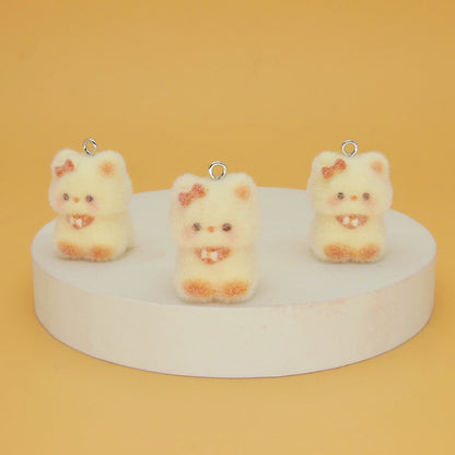Resin Cat Love Charms Featuring Flocking Craftsmanship, Perfect Jewelry Accessories