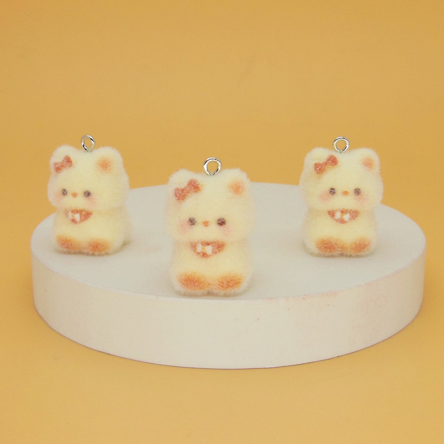 Flocking Resin Animal Love Charms Hanging Ornament