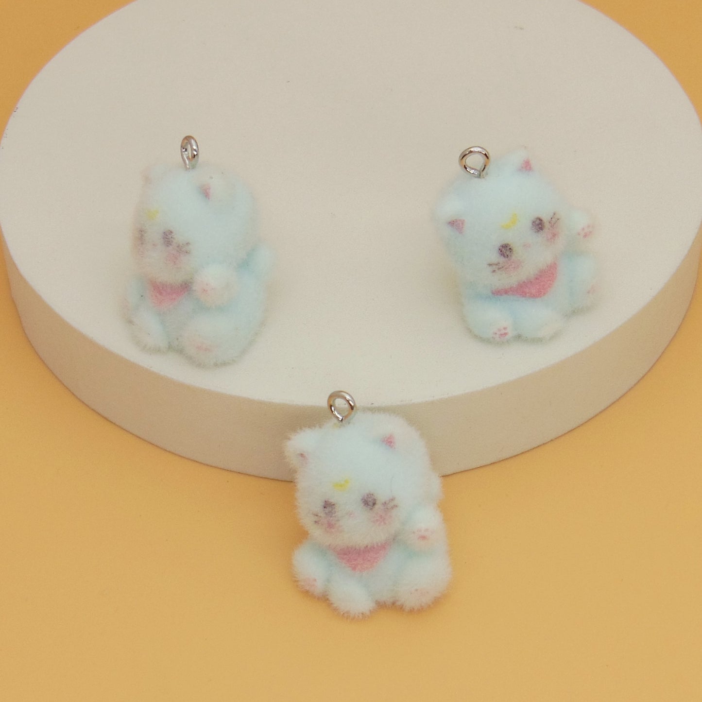 Flocking Resin Animal Love Charms Hanging Ornament
