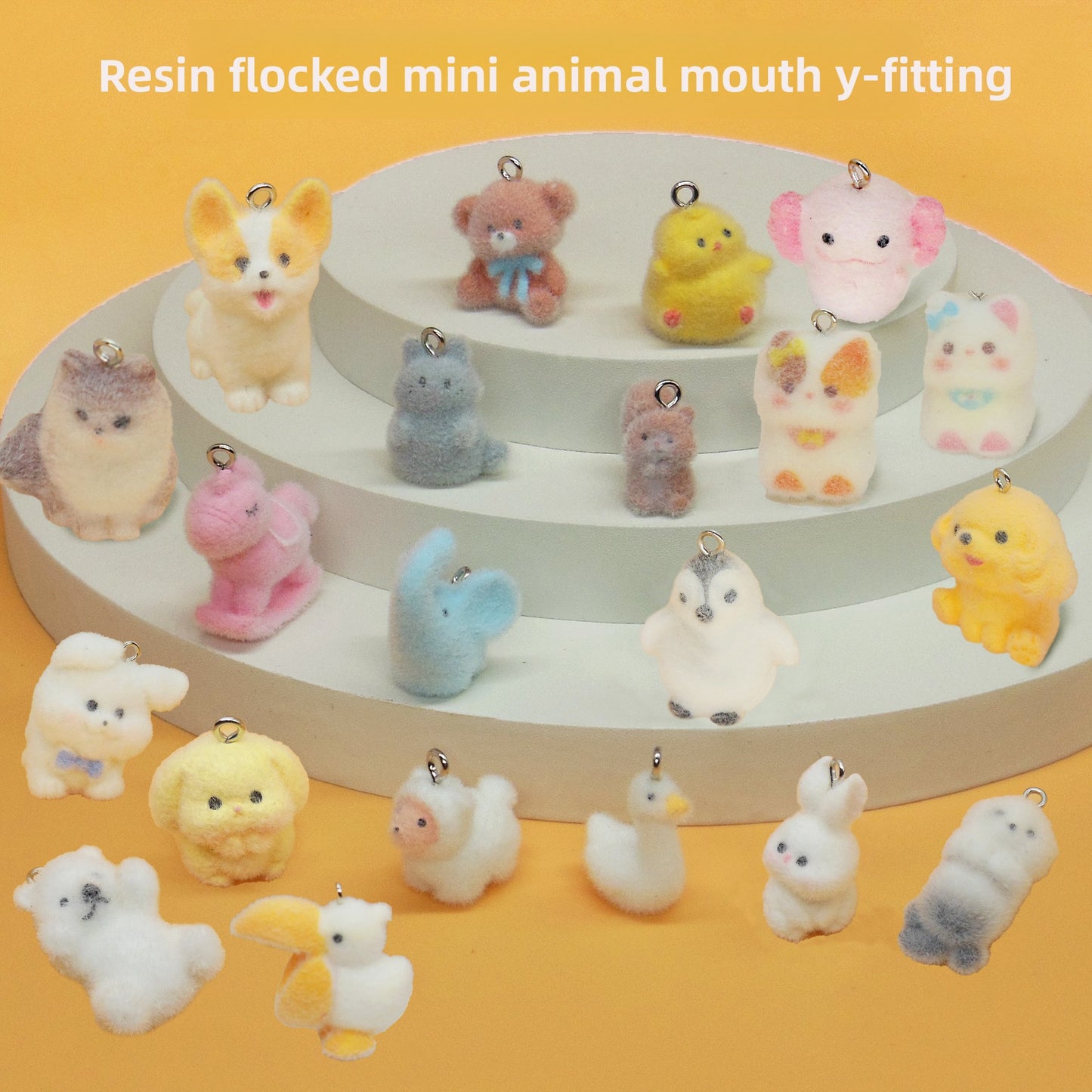 Flocking Resin Animal Love Charms Hanging Ornament
