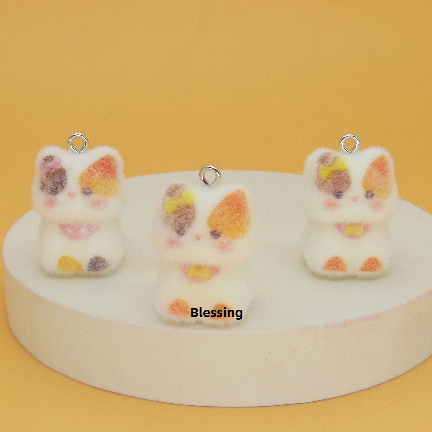 Flocking Resin Animal Love Charms Hanging Ornament