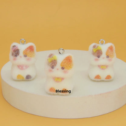 Flocking Resin Animal Love Charms Hanging Ornament