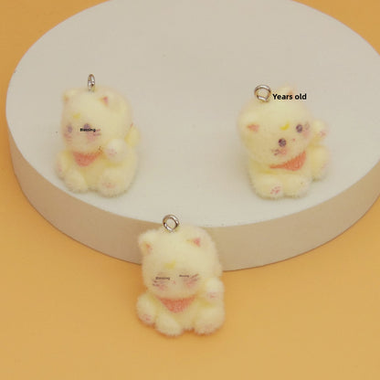 Flocking Resin Animal Love Charms Hanging Ornament