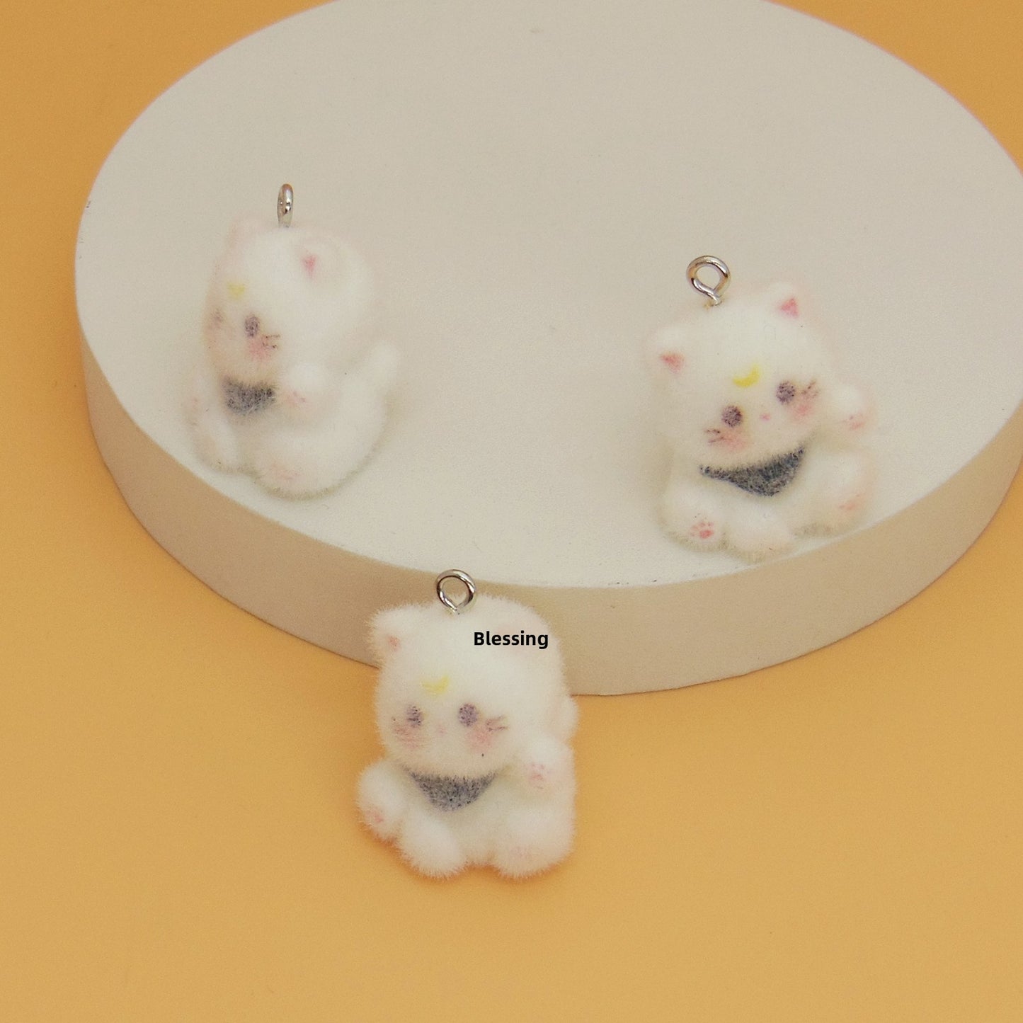 Flocking Resin Animal Love Charms Hanging Ornament