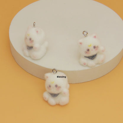 Flocking Resin Animal Love Charms Hanging Ornament