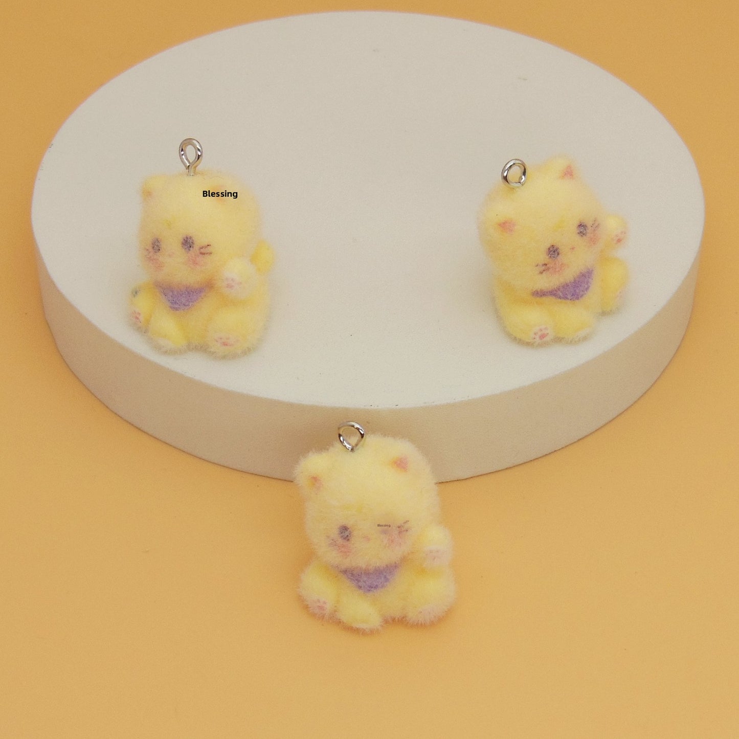 Flocking Resin Animal Love Charms Hanging Ornament