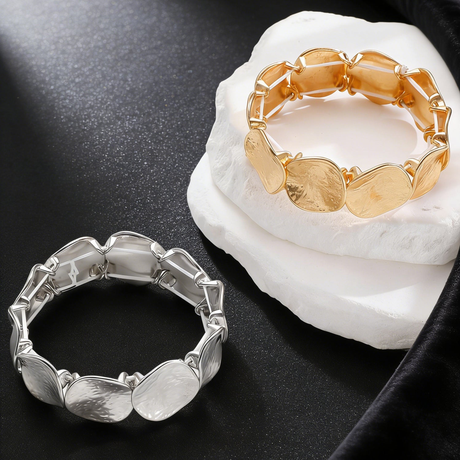 Folds Bracelet For Women In Elegant Golden Color