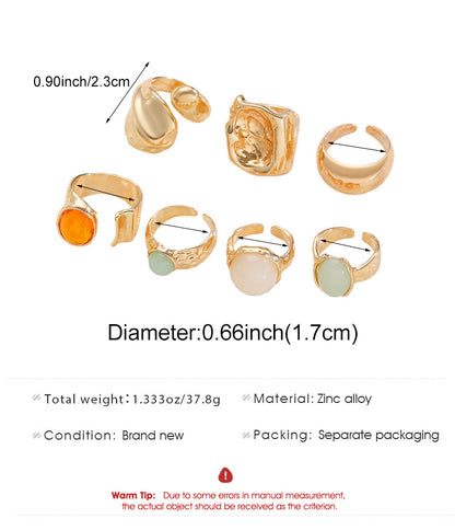 For Women Irregular Wide Band Ring In Golden Zinc Alloy Featuring Moonstone Inlay