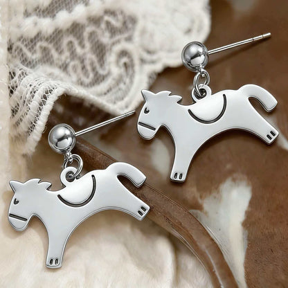 Horse Stud Earrings For Women In Golden Copper Featuring Elegant Design