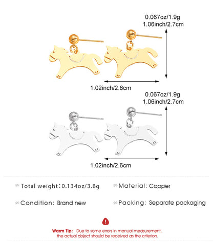 Horse Stud Earrings For Women In Golden Copper Featuring Elegant Design