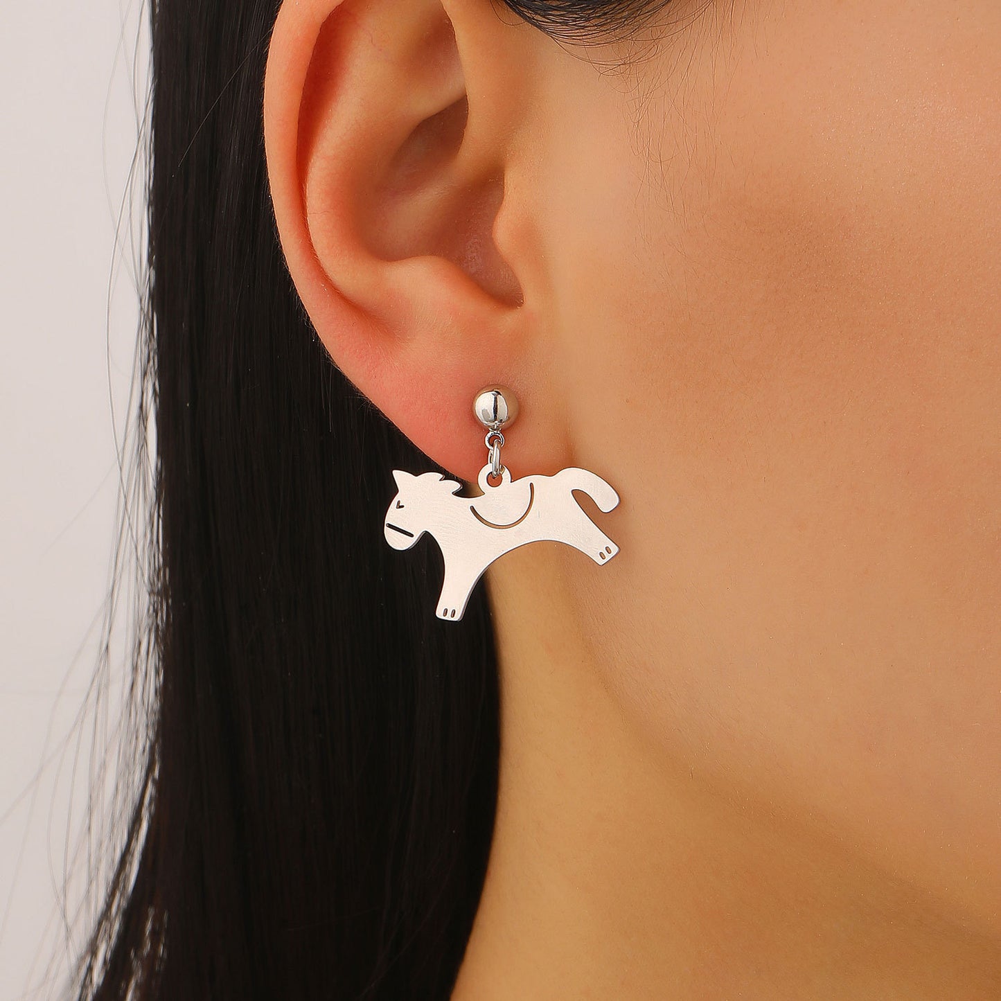 Horse Stud Earrings For Women In Golden Copper Featuring Elegant Design