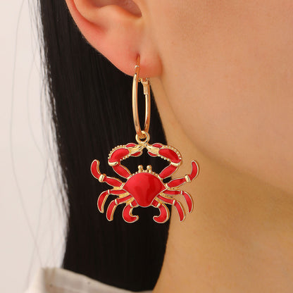 Crab Earrings For Women Made Of Zinc Alloy, Stylish And Durable Accessory