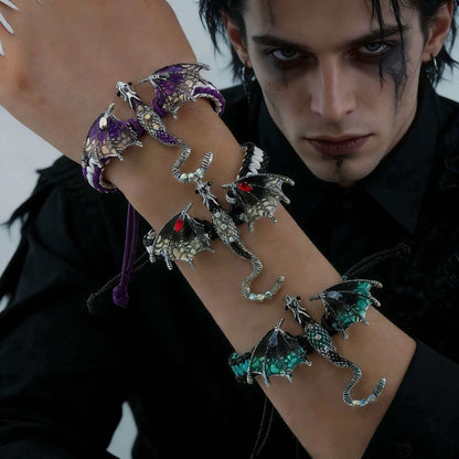 Retro Silver Dragon Bracelet Featuring Intricate Weave Craftsmanship