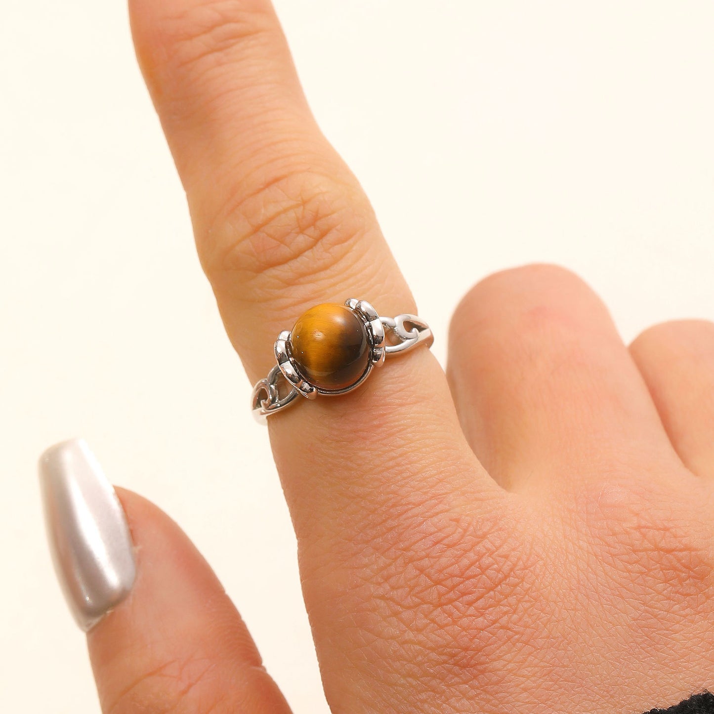 Vintage Style Round Open Ring For Unisex Featuring Natural Stone Inlay In Copper