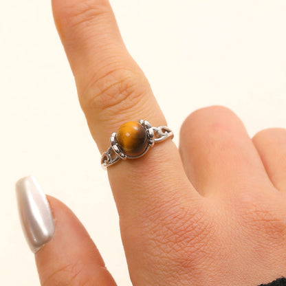Vintage Style Round Open Ring For Unisex Featuring Natural Stone Inlay In Copper