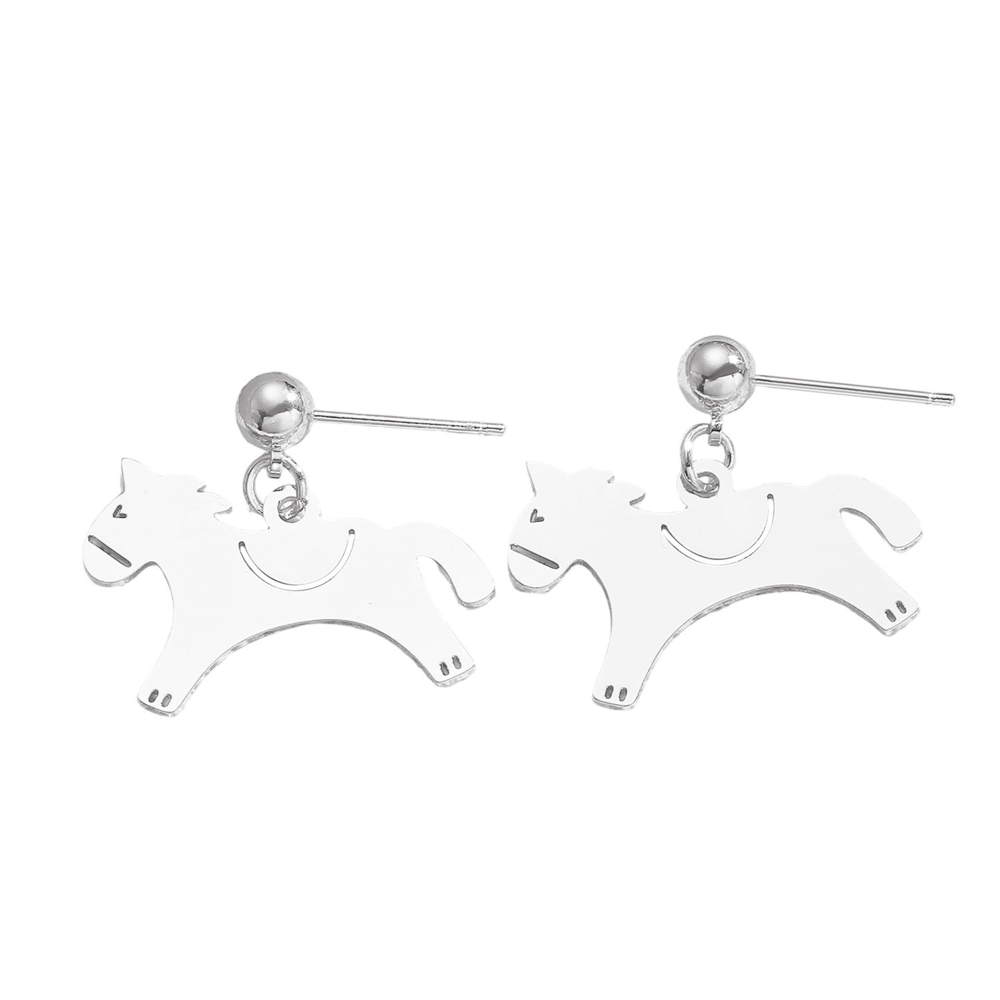 Horse Stud Earrings For Women In Golden Copper Featuring Elegant Design