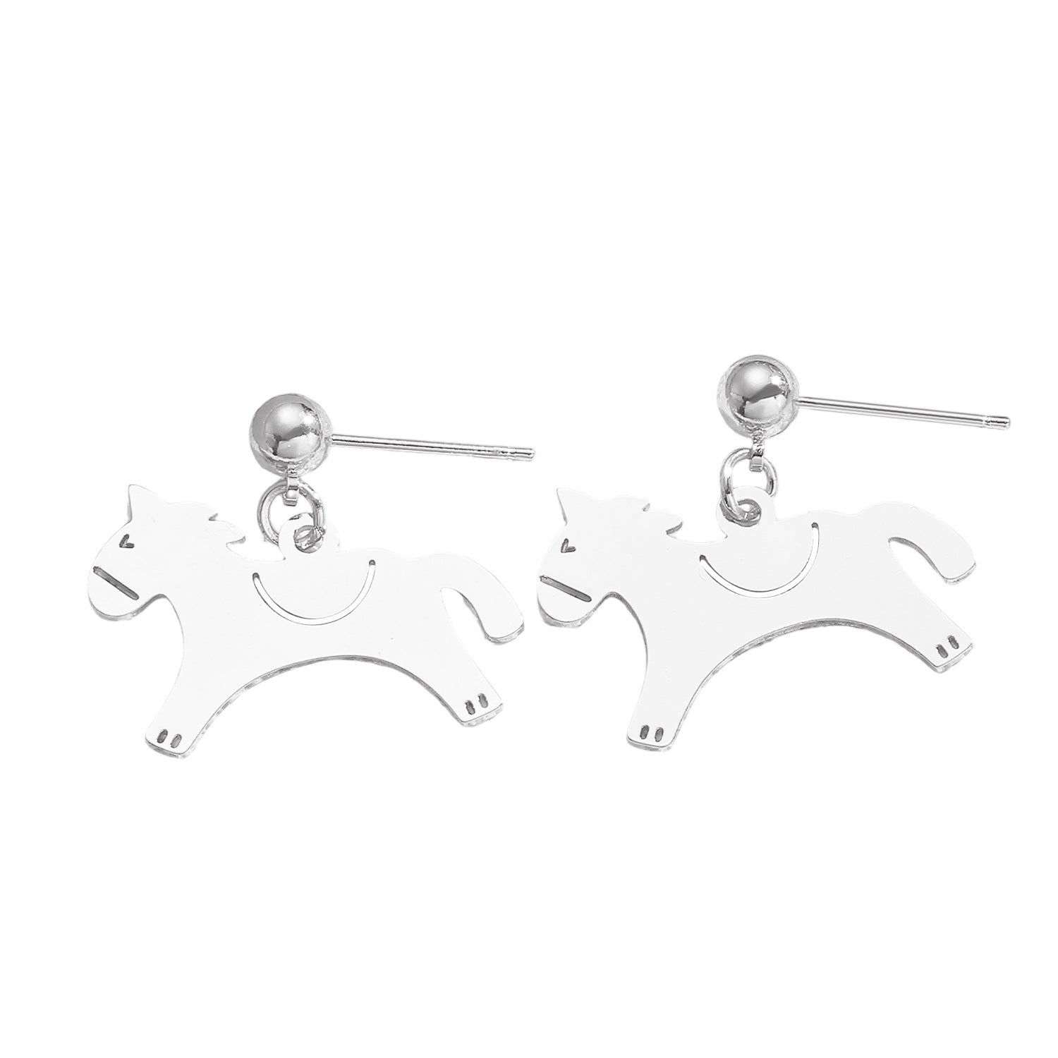 Horse Stud Earrings For Women In Golden Copper Featuring Elegant Design
