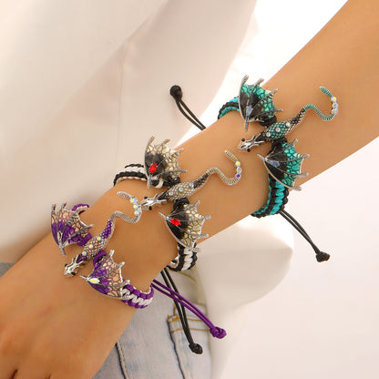 Retro Silver Dragon Bracelet Featuring Intricate Weave Craftsmanship