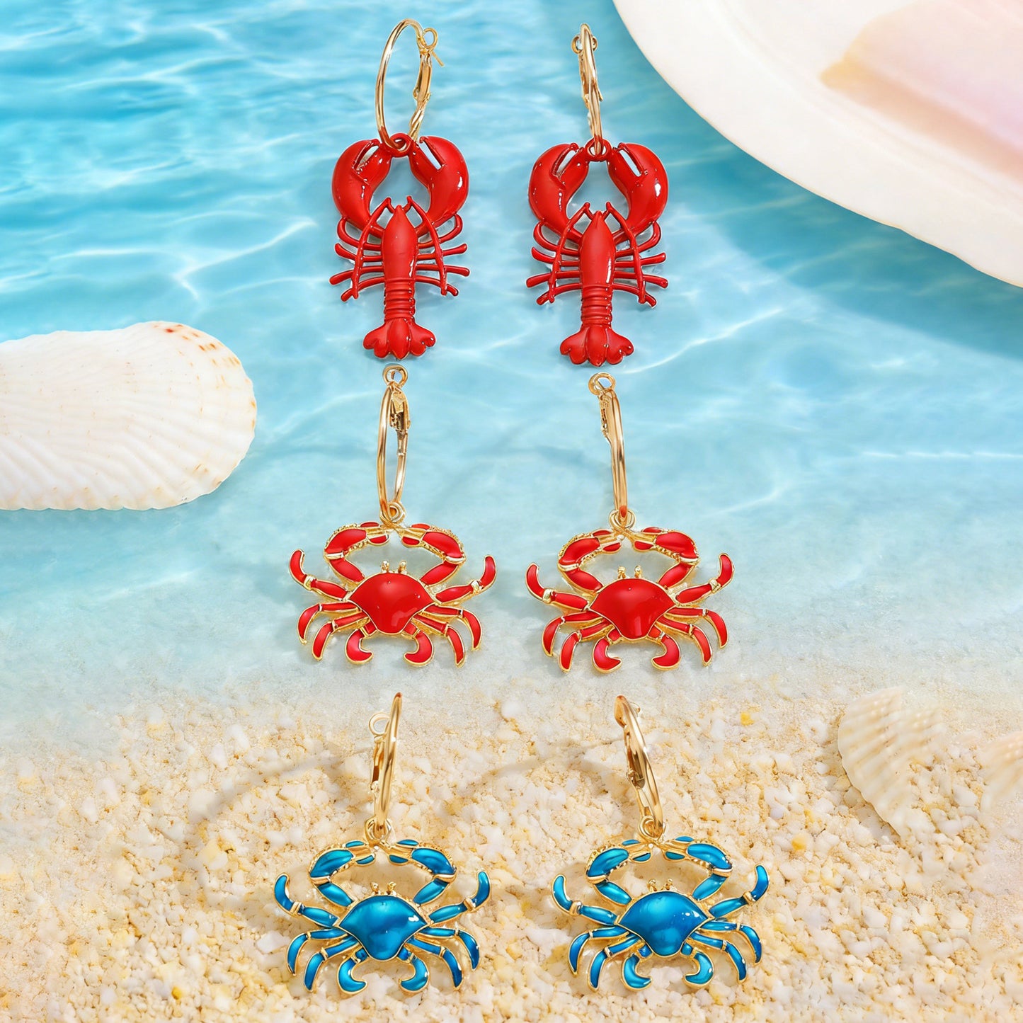 Crab Earrings For Women Made Of Zinc Alloy, Stylish And Durable Accessory