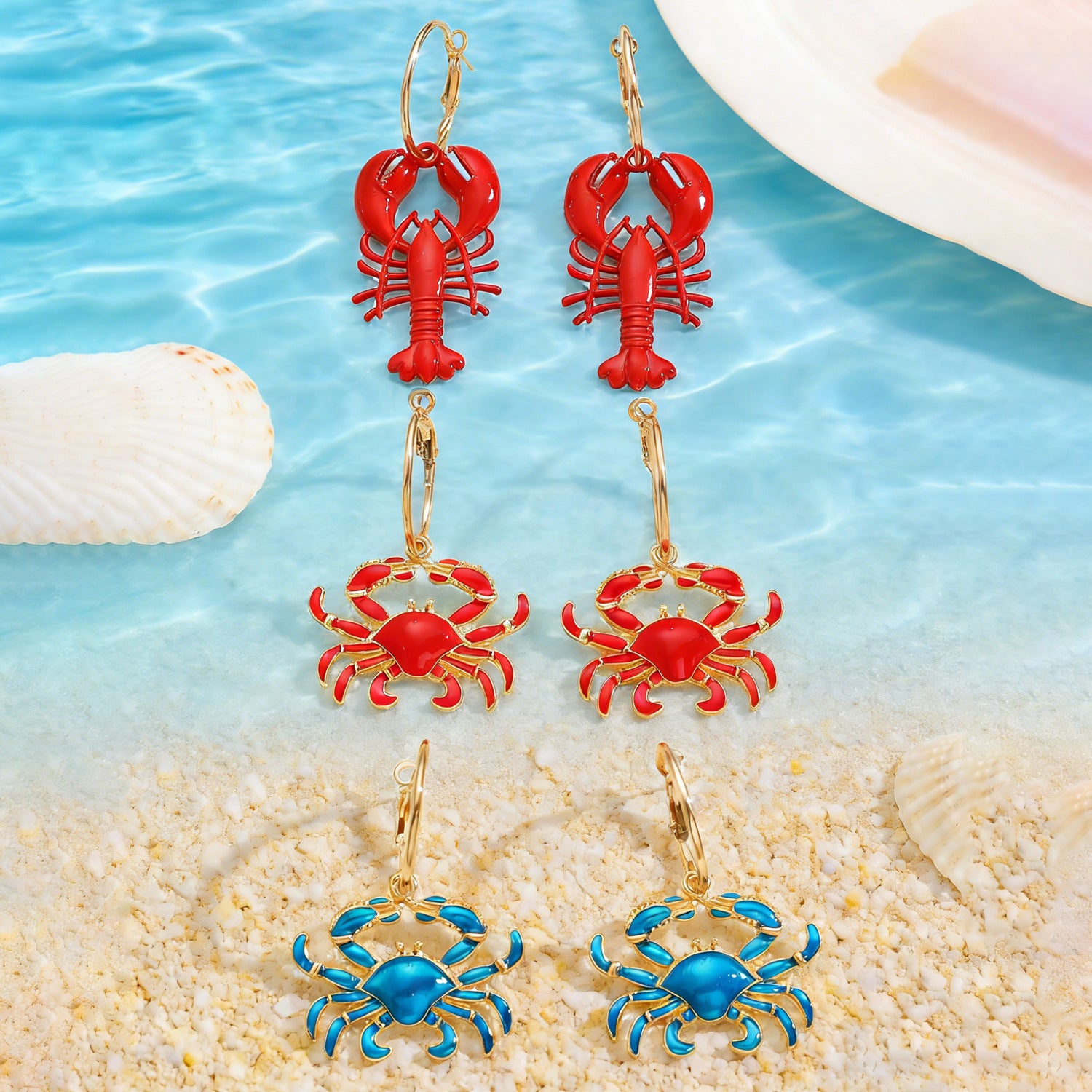 Crab Earrings For Women Made Of Zinc Alloy, Stylish And Durable Accessory
