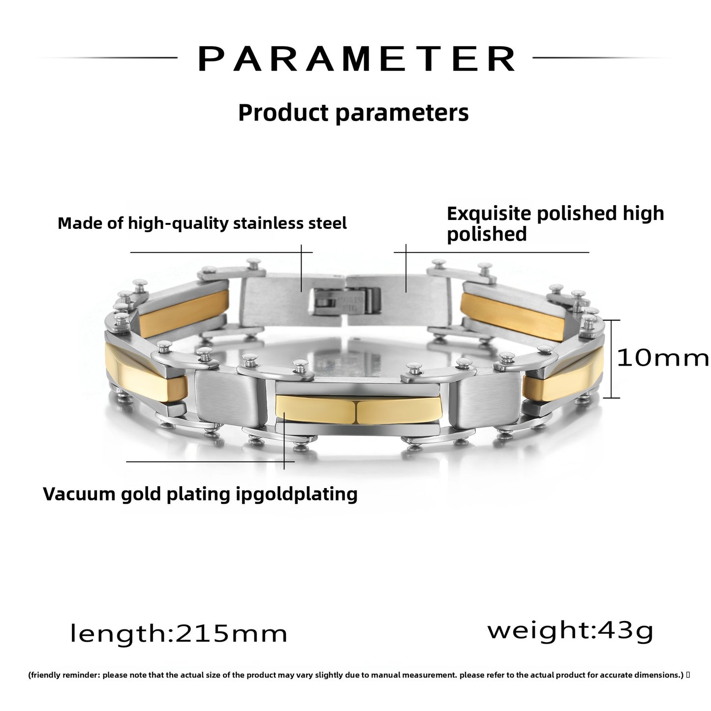 Men's 304 Stainless Steel Wristband In Steel Color With PVD Coated Finish
