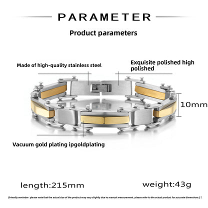 Men's 304 Stainless Steel Wristband In Steel Color With PVD Coated Finish