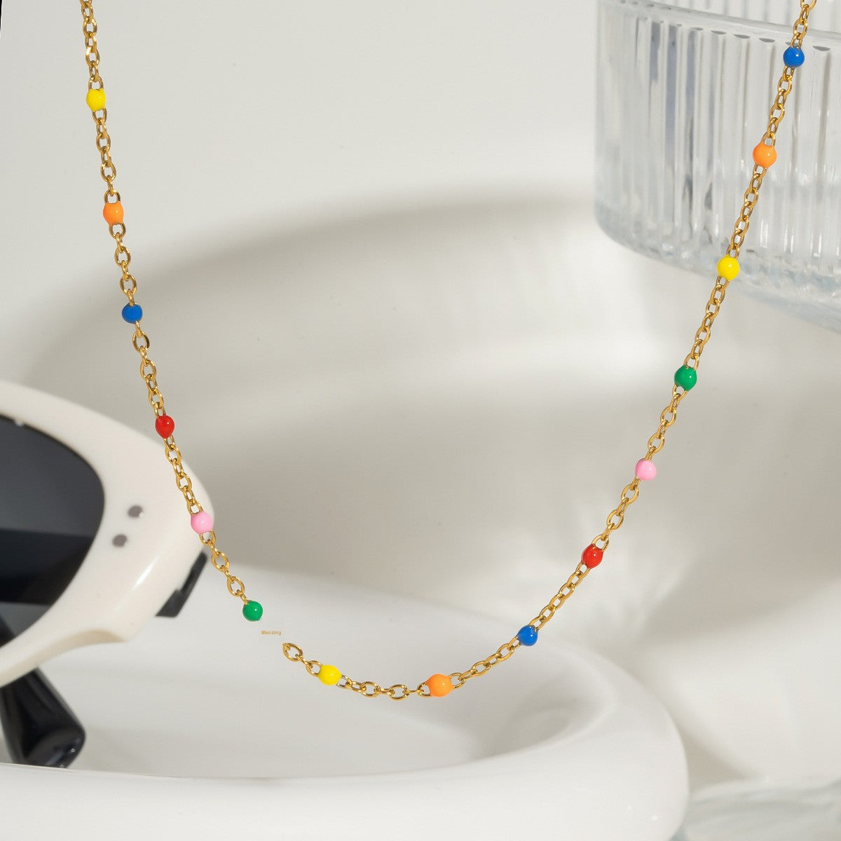 Geometric Necklace For Women Featuring 18K Real Gold Plated 304 Stainless Steel With PVD Coated Finish And Box Chain