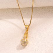Gold Microphone Diamond Necklace